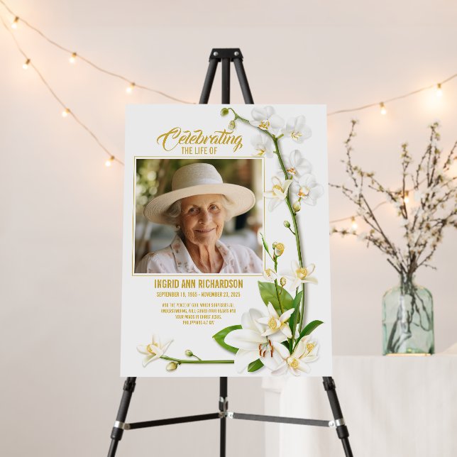 White Orchid Lily Funeral Foam Board (In Situ (Stand))