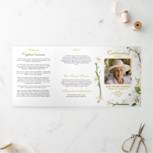 White Orchid Lily Multi Photo Poem Tri-Fold Program