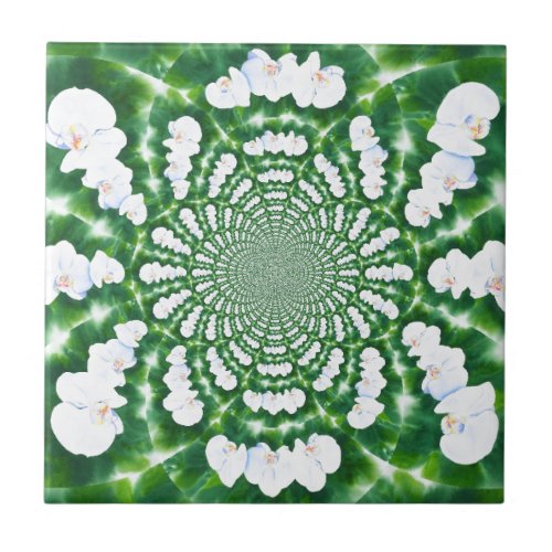 White Orchid Mandala Tile