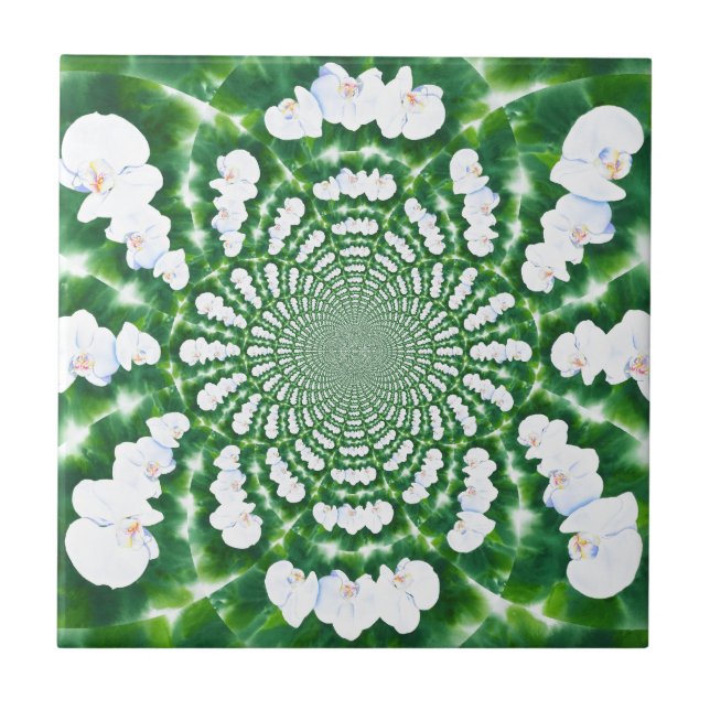 White Orchid Mandala Tile (Front)