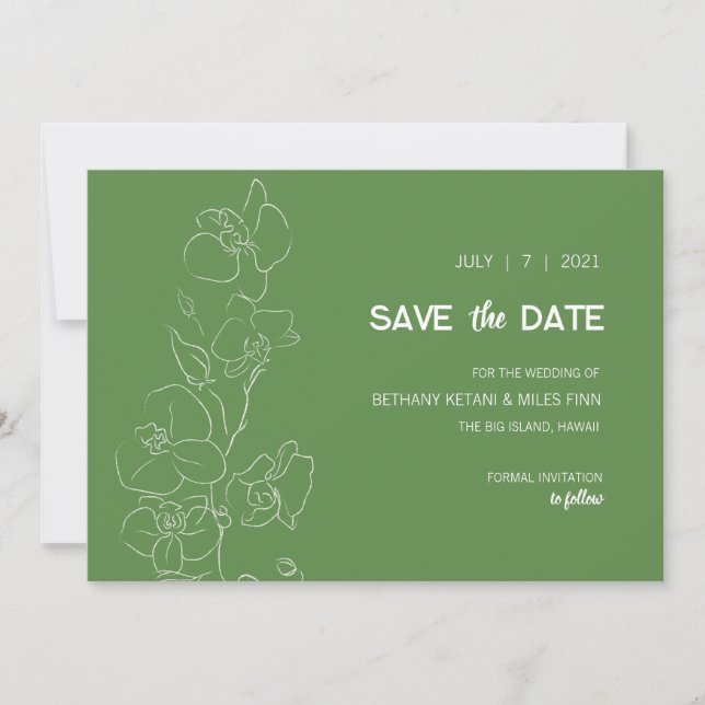 White Orchid • Modern Tropical Save the Date (Front)