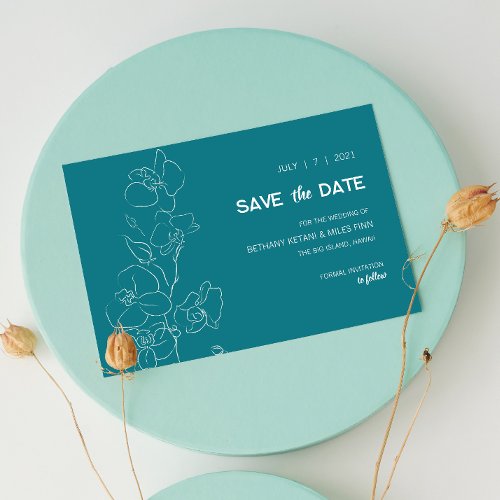 White Orchid  Modern Tropical Save the Date