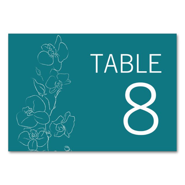 White Orchid • Modern Tropical Table Number Sign (Front)