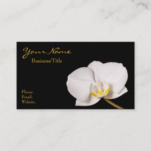 White Orchid on Black Business Card