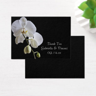 White Orchid on Black Wedding Favor Tags