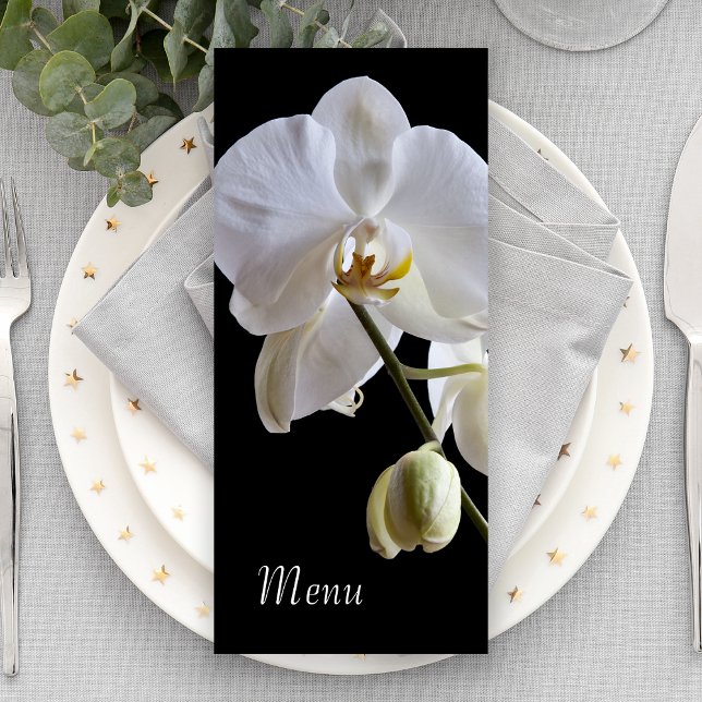 White Orchid on Black Wedding Menu (Creator Uploaded)