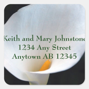 White Orchid Personal Wedding Return Address Square Sticker