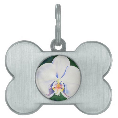 White Orchid Pet Name Tag