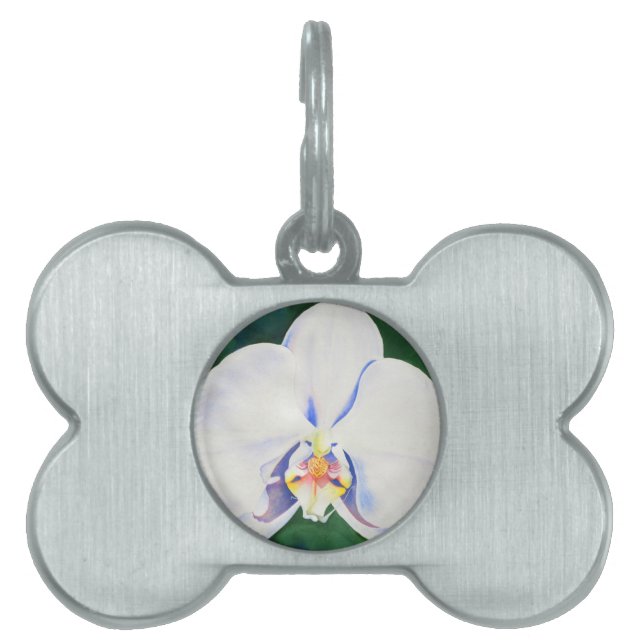 White Orchid Pet Name Tag (Front)