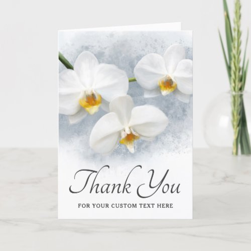 White orchid phalaenopsis custom text thank you card