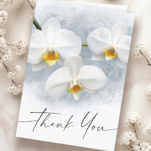 Personalized Thank You Funeral Cards with White Florals - Modern