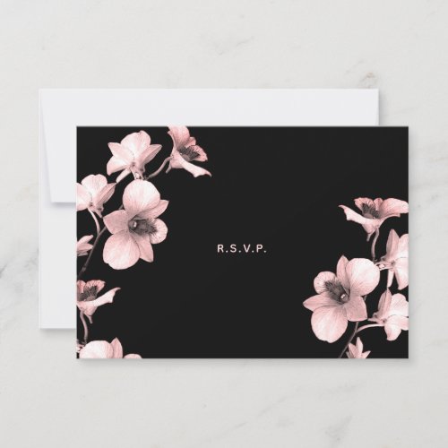 White Orchid Pink Tint on Black RSVP Card