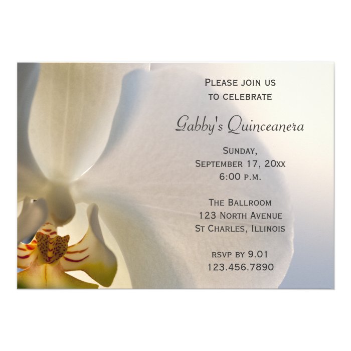 White Orchid Quinceanera Invitation