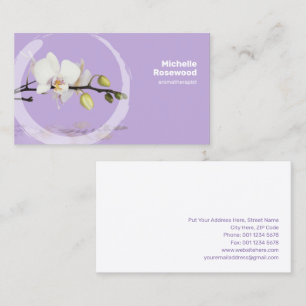 White Orchid Reflection on Water Soft Lavender Business Card