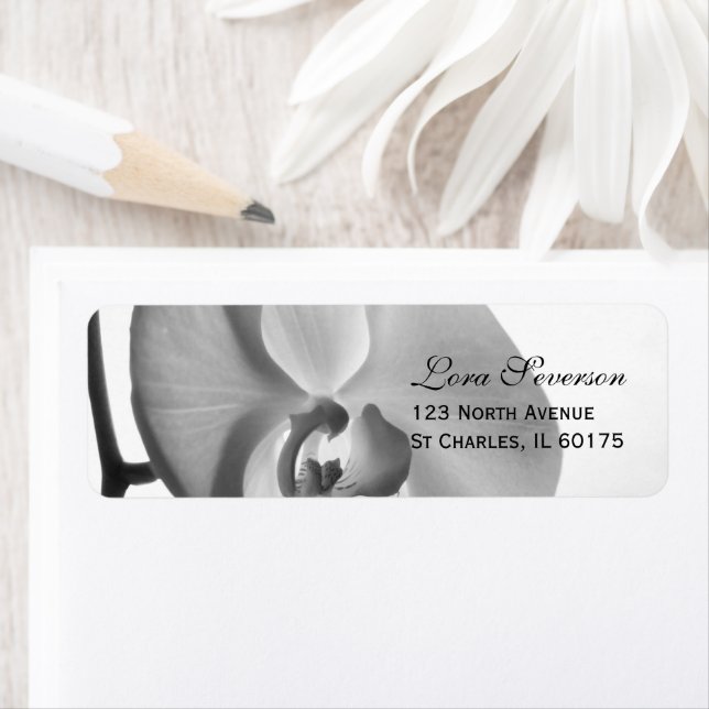White Orchid Return Address Label (Insitu)