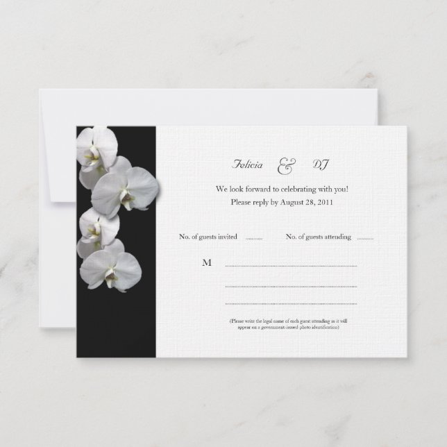 White Orchid RSVP Invitation (Front)