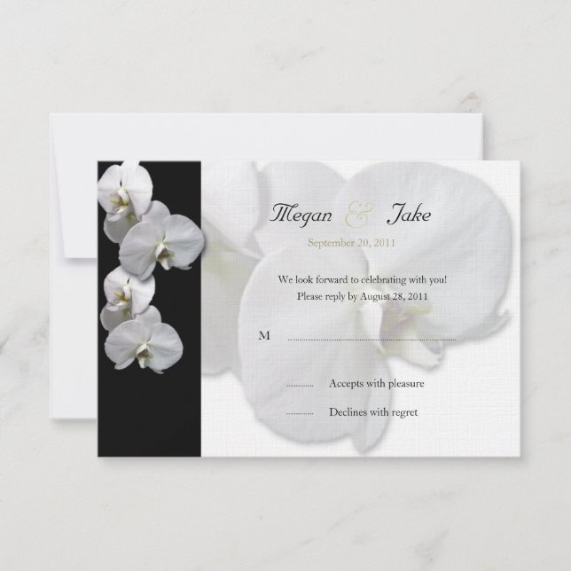White Orchid RSVP Invitation (Front)