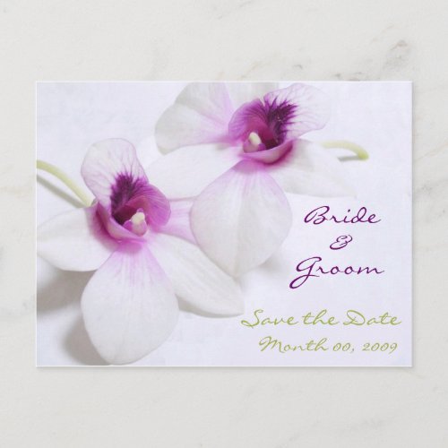 White Orchid Save the Date postcards