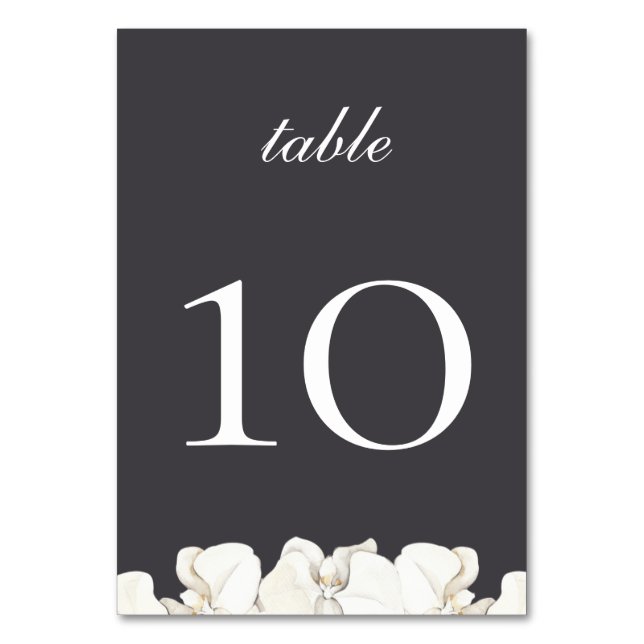 White Orchid Table Number Card (Front)