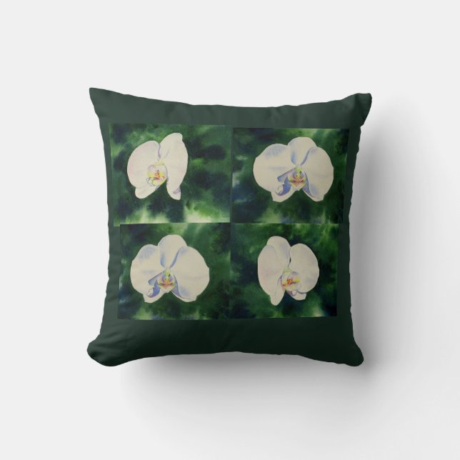 White Orchid Throw Pillow (Front)