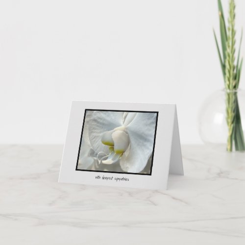 White Orchid Touch of Yellow Deepest Sympathies Card