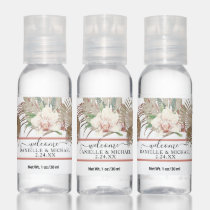 White Orchid Tropical Pink Floral Fan Palm Wedding Hand Sanitizer