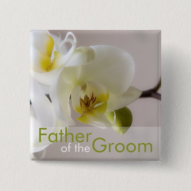 White Orchid • Wedding Button (Front)