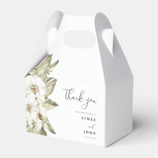 White Orchid Wedding Favor Box (Front Side)