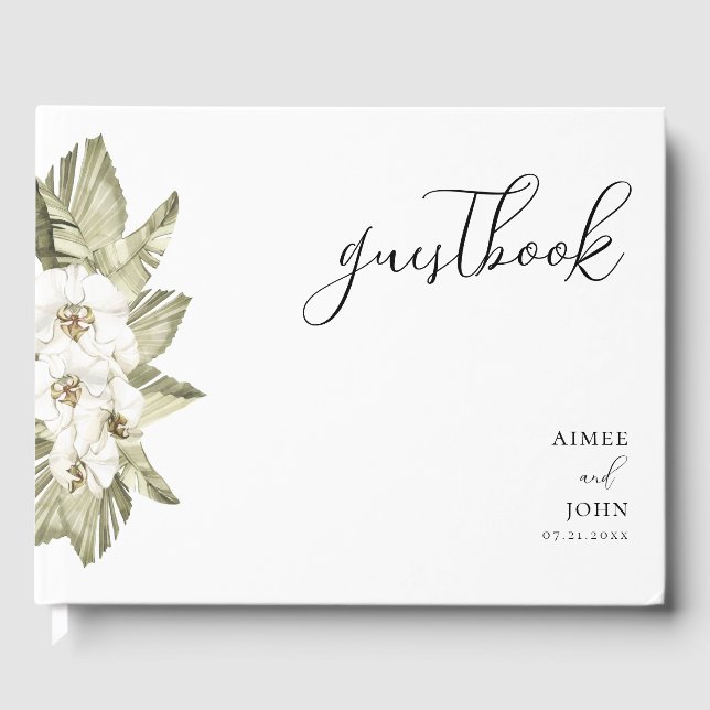 White Orchid Wedding Guest Book (Front)