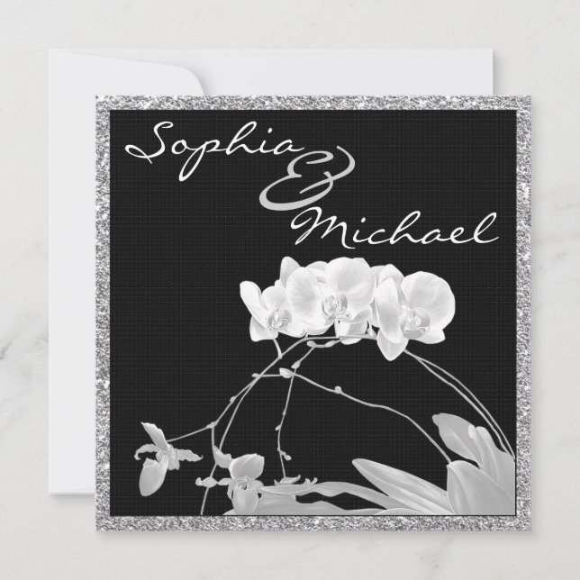 White Orchid WEDDING Invitation (Front)