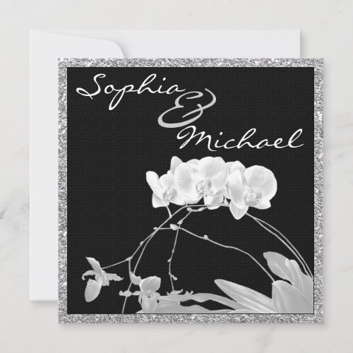 White Orchid WEDDING Invitation