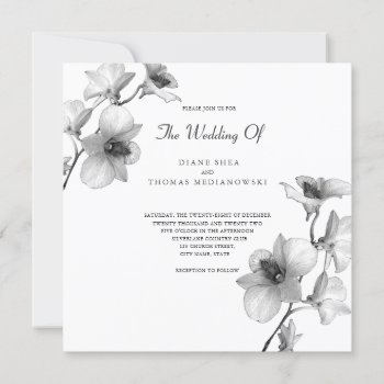 White Orchid Wedding Invitation by LBurlett at Zazzle