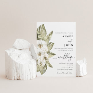 White Orchid Wedding Invitation