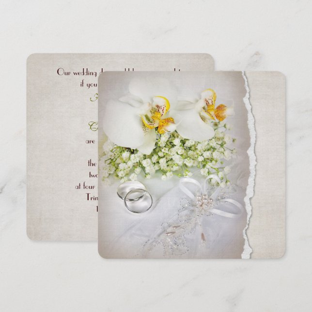 White Orchid Wedding Invitation (Front/Back)