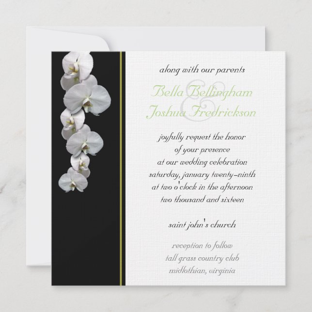 White Orchid Wedding Invitation 5.25x5.25 (Front)