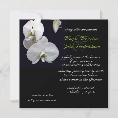 White Orchid Wedding Invitation 5.25x5.25