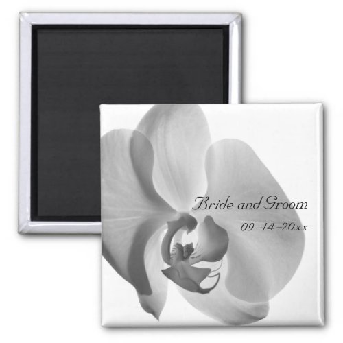 White Orchid Wedding Magnet