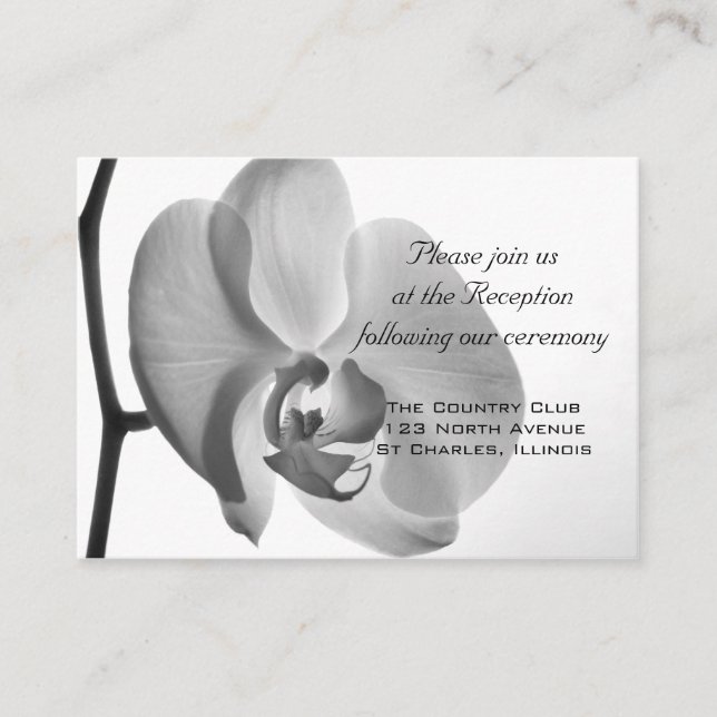 White Orchid Wedding Reception Card (Front)