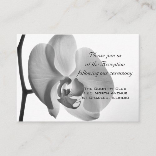White Orchid Wedding Reception Card