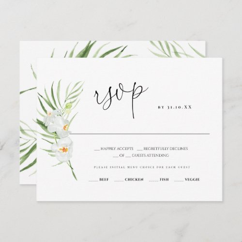 White Orchid  Wedding response card RSVP
