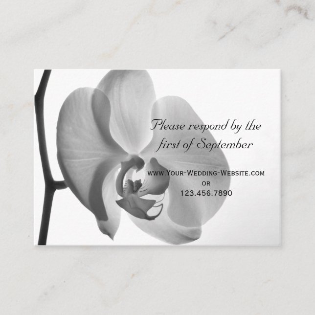 White Orchid Wedding RSVP Response Card (Front)