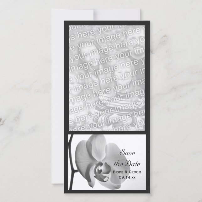 White Orchid Wedding Save the Date (Front)