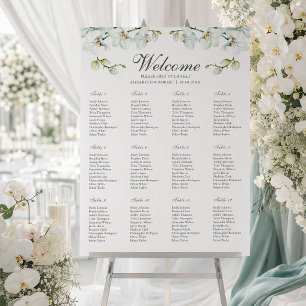 White Orchid Wedding Seating Chart Elegant Foam Board