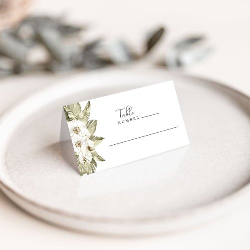 White Orchid Wedding Table Place Cards