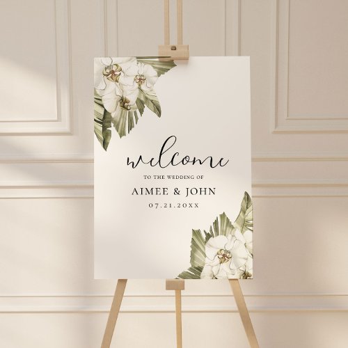 White Orchid Wedding Welcome Sign