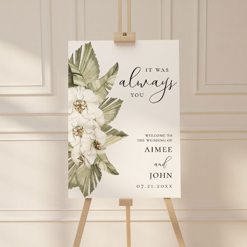 White Orchid Wedding Welcome Sign