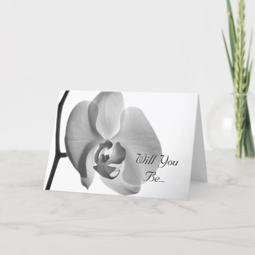 White Orchid Will You Be My Bridesmaid Invitation