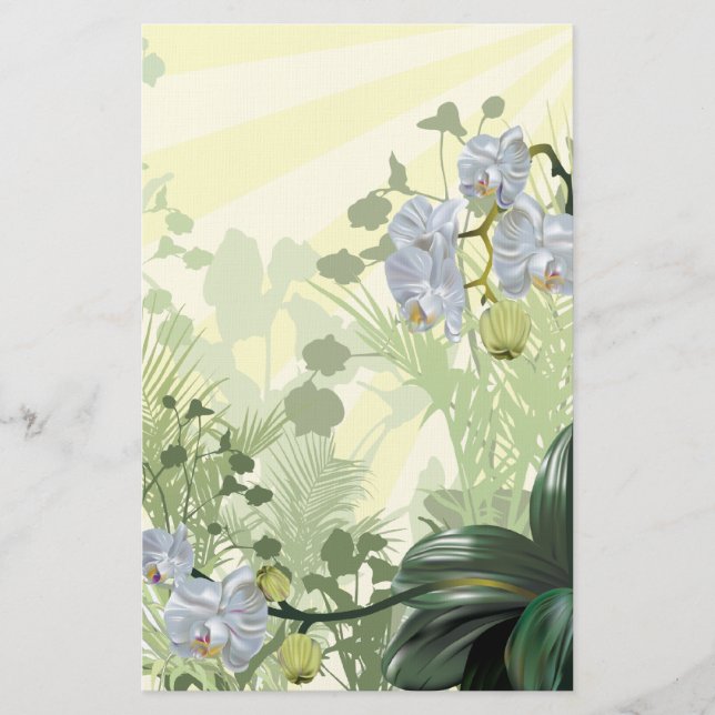 White Orchid Woodlands Stationary Stationery (Front)