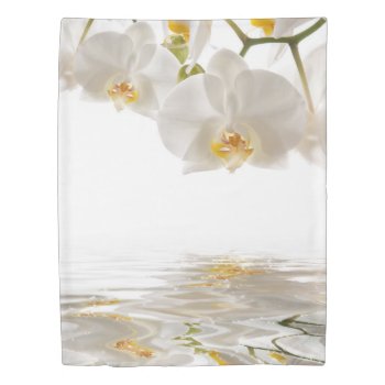 White Orchids (1 Side) Twin Duvet Cover by FantasyPillows at Zazzle