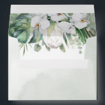 White Orchids and King Protea Tropical Floral Envelope<br><div class="desc">White flowers and tropical greenery envelopes</div>